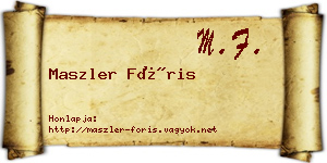 Maszler Fóris névjegykártya